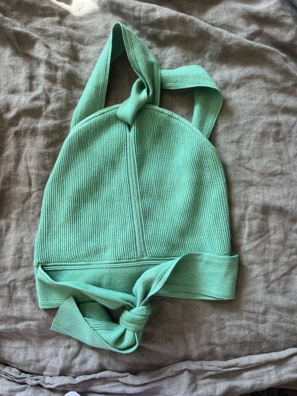 Club Monaco Raeni ribbed Knit Tank tie halter in mint green XXS